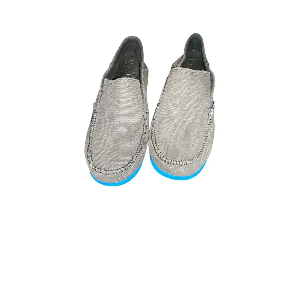 Crocs Santa Cruz Loafers Slip-On Shoes Charcoal Gray Canvas Junior Size 5